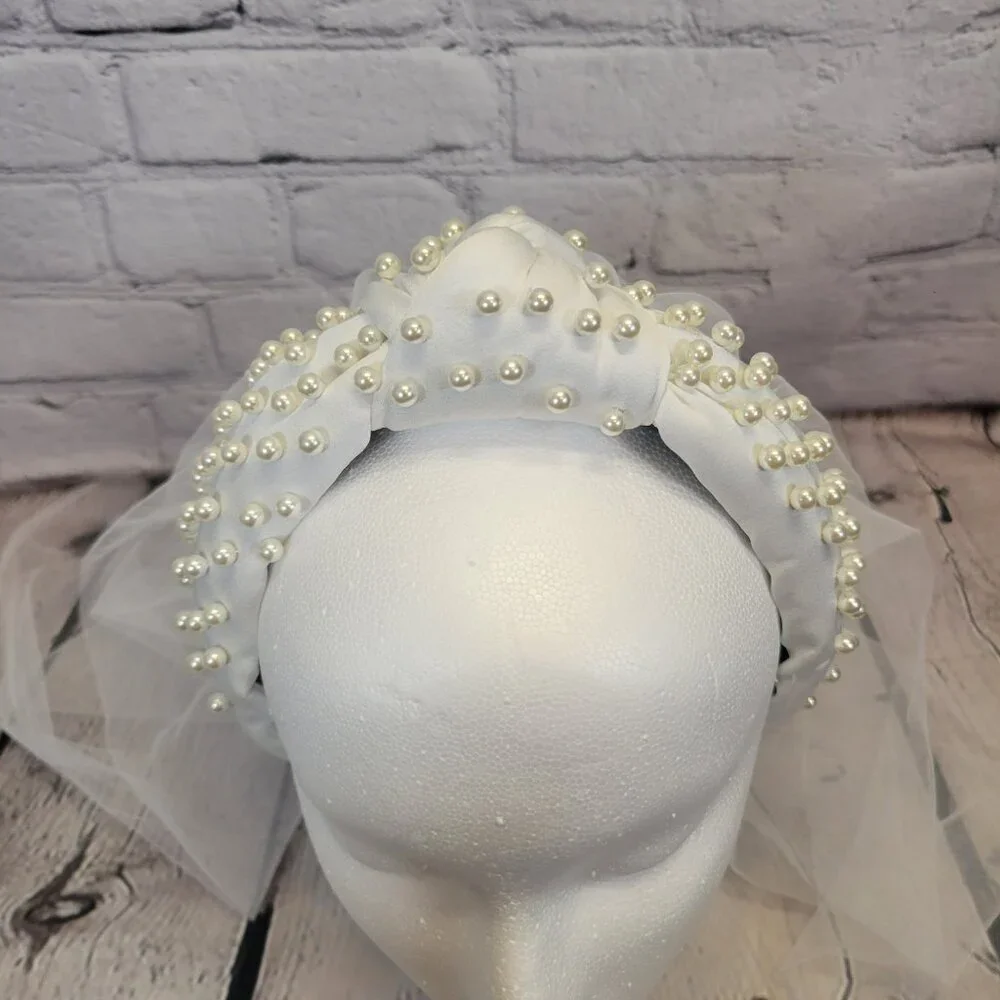 Lele Sadoughi Veil Imitation Pearl Satin Headband